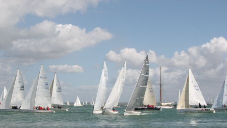 Wide angle shot of the sportboats